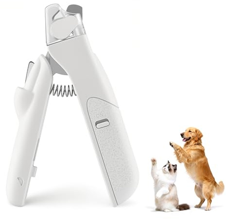 Foydream Krallenschere für Hunde, Haustier Nagelknipser mit LED-Licht, Nagelfeile Krallenpflege für Mittlere & Kleine Hunde und Katzen, Nagelknipser Professionelle Mit Sicherheitsschutz