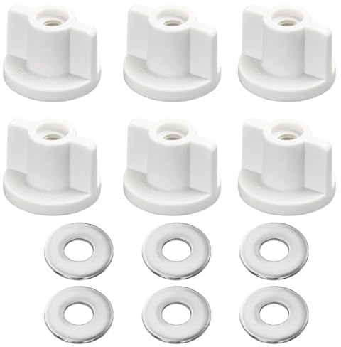 UZEXYO 6 Set Toilet Seat Back Nut Washer Kit Toilet Seat Bottom Fixing Kit Toilet Rear Nuts for Top Mount Toilet Seat Hinges
