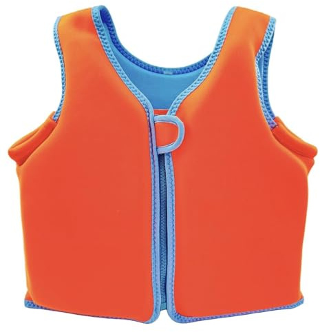 Kids Swim Vest, Child Swimming Jacket, Neoprene Swimsuit, Swimming Training Aid with Zipper, Great for Boys Girls(Orange,XXL (10-12 Years))