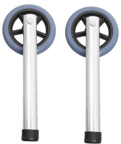 Mobestech 2 Stück Höhenverstellbare Aluminiumlegierung Rollatorrollen Lenkrollen Für Rollator Vorder Und Hinterräder Sanft Gleitende Ersatzräder Für Rollatoren