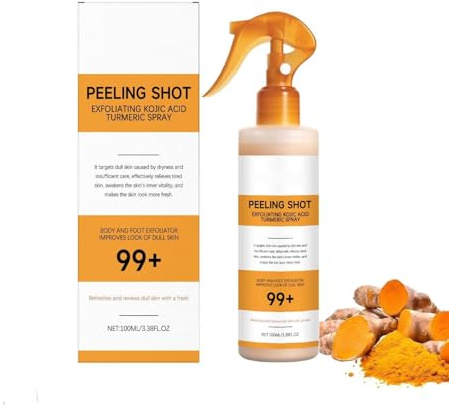 Keratin Care Kojisäure-Kurkuma-Spray, Kurkuma-Shot, beruhigendes, klares und sanftes Peeling für Gesicht und Körper, für alle Hauttypen (100 ml)