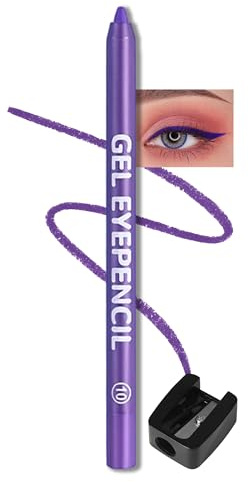 Erinde Lápiz de Ojos Morado Resistente al Agua, Lápiz Gel para Delineado, Alta Pigmentación, Larga Duración, Incluye Sacapuntas para Aplicación Precisa #10