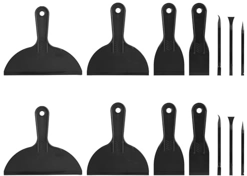 14pz Stucco Spatola di Plastica Kit, 8 Raschietti Flessibili per Stucco e 6 Raschietti per Dettagli Spatole Nere Pareti Accessori di Riparazioni Stuccature Rattoppi Intonacatura Pittura