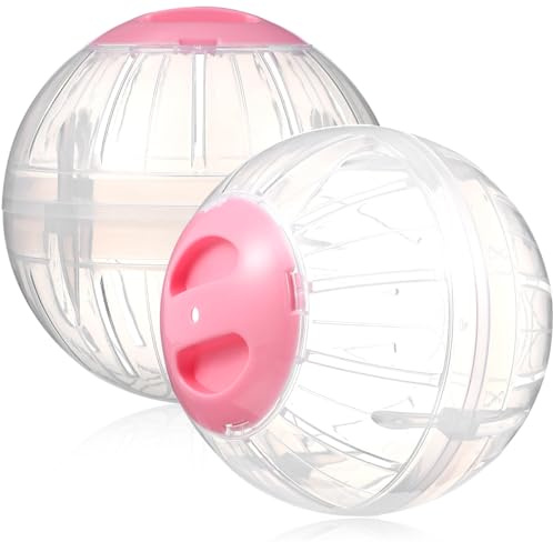 VALICLUD Bolas de Ejercicio para Hámsteres Enanos 2 Piezas Bolas para Correr de Plástico Transparente Rosa 145 CM Orificios de Ventilación y Cierre Seguro para Mascotas Pequeñas