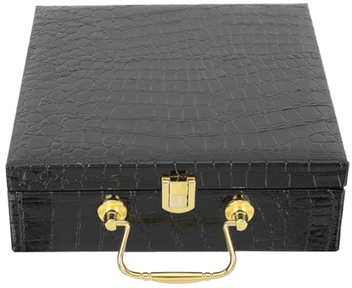 CIYODO Porta Sigari in Legno Copertura a Chiusura a Scatto Effetto Coccodrillo, Custodia Portatile Nera in Pu e Ferro, per Viaggio All'aperto