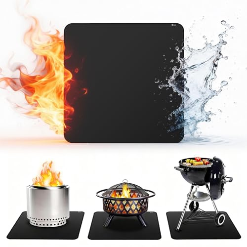 FLASLD Alfombrilla grande para debajo de la parrilla cuadrada de 59 pulgadas, 3 capas ignífugas impermeables para proteger la cubierta, patio, carbón al aire libre, fumadores, suelo de madera, tapete