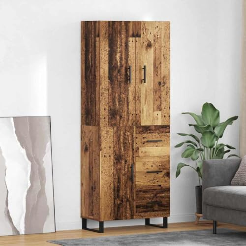 Nqyjm Storage Unit with Door 3 Drawers High Cabinet Set of 2 Antique Wood Chipboard and Glass Kitchen Sideboard, Side Cabinet for Living Room Model 2