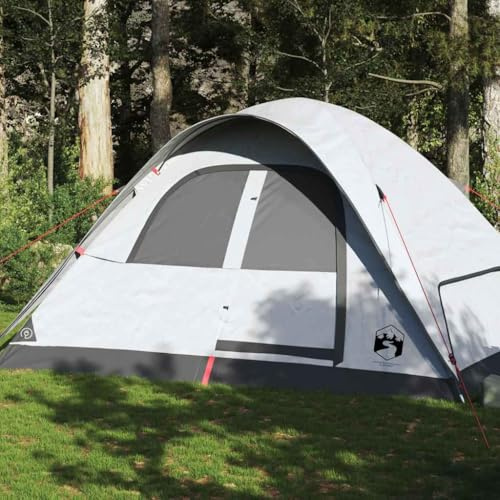 Tenda gonfiabile da campeggio, per famiglie, per 6 persone, colore bianco, oscurata, impermeabile, per trekking, campeggio, attività all'aperto