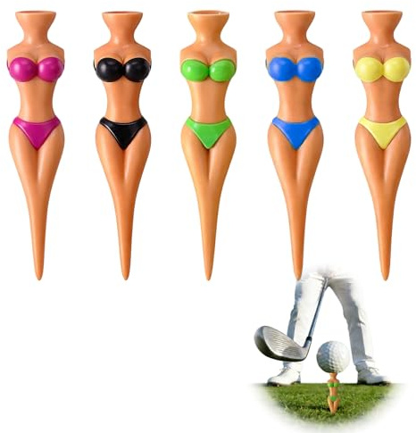 Horktrust Golf Tees Kunststoff, Lustig Dame Bikini 5 Stücke 76 mm Lustig Golf Tees Golf Tees Kunststoff Golf Tees für Männer Frauen Golftraining Golf Zubehör Golf Übungs