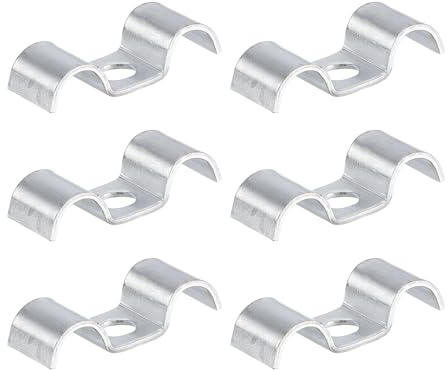 sourcing map 6Pcs Stainless Steel Double Line Clamp 10 mm / 3/8 inch Fuel Lines Clips M-Shape Mounting Clip for Brake Fuel Lines Tubes Wire Pipe Cord Installation, Silver