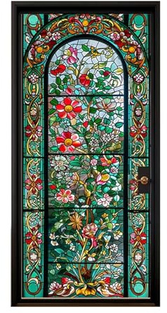 Fensterfolie bunt Rose Glasmalerei Film Blume Muster Home Decor Privatsphäre Selbstklebende Fenster Aufkleber für Zuhause(Color 3,50x100cm)