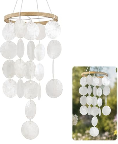 HZOUHONG Carillon Éolien en Coquillage 73cm Ornement Boho | Carillons Éoliens Décoratifs D'Intérieur et D'Extérieur, Carillon à Vent Suspendre pour Jardin, Salon, Balcon, Cours