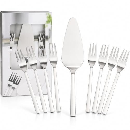 MIJOMA Set per torte in acciaio inox con paletta per tavolo da caffè, 9 pezzi