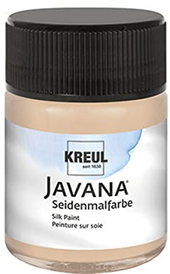 KREUL 8199 - Javana Seidenmalfarbe im 50 ml Glas, beige, hochpigmentierte und brillante Farbe auf Wasserbasis, mit fließend flüssigem Charakter, dringt tief in die Fasern ein
