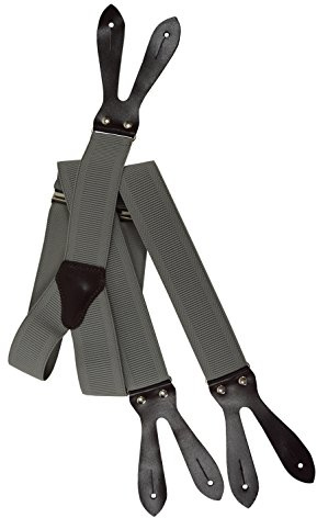 Olata Y-Hosenträger, dunkelbraune Knopf-Lederenden, 35 mm | Verstellbare 35-mm-Hosenträger mit Knopf-Lederenden und Lederkreuz; sicherer Halt für elegante Kleidung.