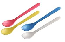 FACKELMANN 41510-Fackelmann 6 wiederverwendbar Eierlöffel, Frühstückslöffel, 14 cm, Farblich sortiert, Kunststoff