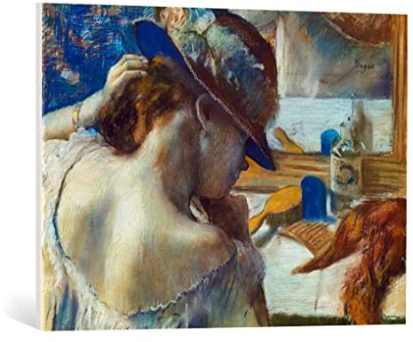 kunst für alle Leinwandbild: Edgar Degas Vor dem Spiegel - hochwertiger Druck, Leinwand auf Keilrahmen, Bild fertig zum Aufhängen, 80x60 cm