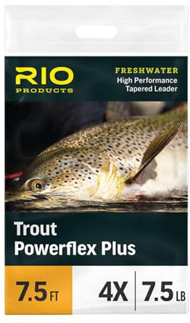 RIO Products Trout Powerflex Plus Leader, Pre-Tied Loop for Easy Rigging, High Performance Tapered Leader Line, Clear, 9FT, 5X, Pack of 3
