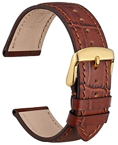 WOCCI Uhrenarmband Italienisches Leder, Geprägtes Alligatorkorn Armband, Farbe und Breite Wählen 14mm 18mm 19mm 20mm 21mm 22mm