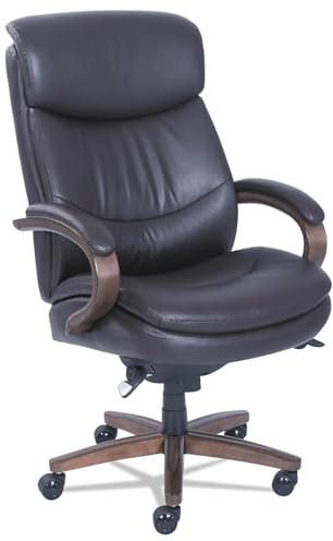 La-Z-Boy Woodbury Big/Tall Executive Chair, Supports Up to 400 Lb, 20.25 to 23.25 Seat Height, Brown Seat/Back, Weathered Sand Base