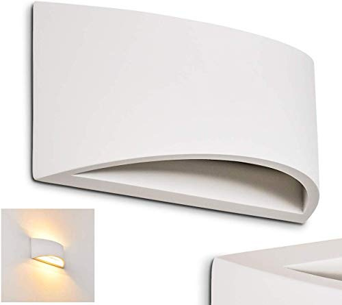 Wandlampe Skorped aus Keramik in Weiß, Wandleuchte mit Up & Down-Effekt, 1 x G9-Fassung, Innenwandleuchte mit handelsüblichen Farben bemalbar, ohne Leuchtmittel