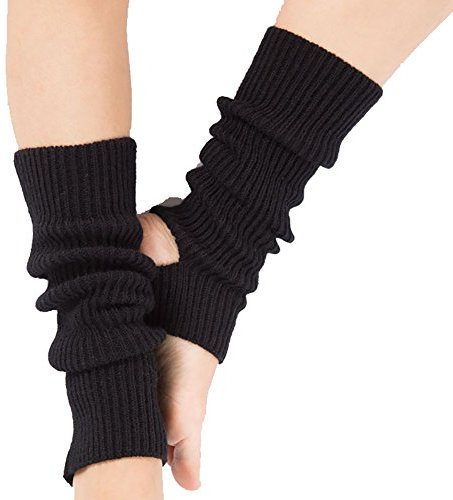 Tukistore Damen Mädchen Ballettstulpen mit Fersenloch Tanzen Stulpen Ballettstulpen Beinwärmer Ballett Stulpen Legwarmer Armstulpen, Schwarz, Einheitsgröße