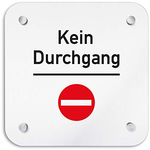 Kinekt3d Leitsysteme Aluminium Wandschild 200 x 200 mm • kein Durchgang • Hinweisschild - Türschild aus 1,5 mm starkem Aluminium • Inklusive Befestigungsmaterial + Wandmontage