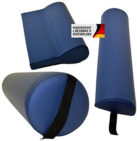 Promafit 3-teiliges Massage-Set | Premium Knierolle, Halbroille & Nackenkissen | Komfortable Lagerungsrollen für Massageliege & Therapie | Wasserabweisend & Pflegeleicht (Taubenblau)