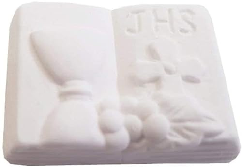 PuntoCasaStore 24 Gesso gessetto a Forma di Libro con Calice Prima Comunione 2,5x2 cm | bomboniera Applicazione
