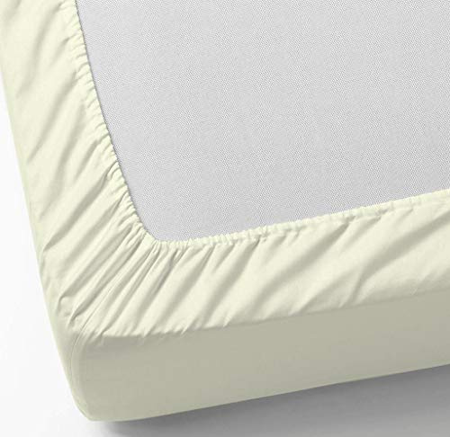 DHestia - Sábanas Bajeras con Esquinas Elásticas Ajustables Poli Algodón (90x190/200 cm, Crema)