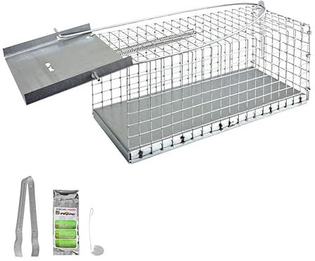 Petigi Tierfalle Lebendfalle für kleine bis mittelgroße Tiere wie Maus, Katze, Marder, Fuchs, Otter, Kaninchen, Drahtfalle, Modell: Kleintierfalle 1 (27 x 11 x 11 cm)