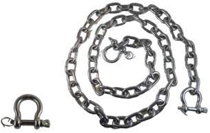 Anti-Off-Schäkel Edelstahl 316 Ankerkette 6 mm x 152 cm lang mit Anti-Off-Schäkel