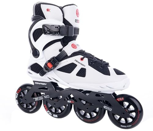 TEMPISH Fitness Inline Skates Ezza 90 for Men Optimal Fit Training Skating ABEC 9 6 Sizes I White/Black/Red 43