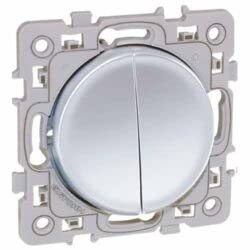 EUR'OHM Interrupteur double va et vient 10AX - SQUARE Couleur Silver - Interrupteur et prise