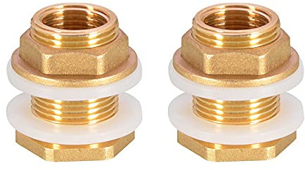 UYUYong 2 Pieces Water Tank Connector 3/4 Inch Premium Brass Rain Barrel Feed-Through + 2X Rubber Seals Ra-in Barrel Connector Water Butt Grommet for Rain Barrel Wa-TER Butt Barrel