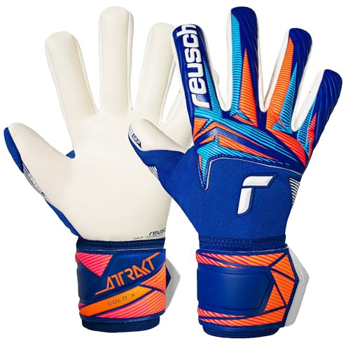 Reusch Profi Torwarthandschuhe Erwachsene |sehr starker Grip & atmungsaktiv | enge Passform & hohe Stabilität, für Training & Spiel, geeignet für Kunstrasen & Naturrasen, Größe 7,5-11, Attrakt Gold X NC