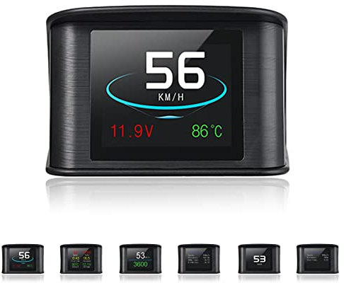 Automatische Head up Display OBD2 HUD, mit TFT LCD-Anzeige und Geschwindigkeitsanzeige Voltmeter Warnung, iKiKin Tachometer Spannungserkennung, für Fehlercode Multifunktions-automatisches HUD