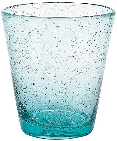 Villa d’Este Home Tivoli Lot de 6 verres à eau aigue-marine 330 ml en pâte de verre soufflé, Cancun Satin