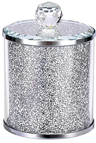BTSKY 1 x Aufbewahrungsbehälter mit Deckel aus zerkleinertem Diamant - funkelnder Glasbehälter für Zucker, Kaffee, Tee, Süßigkeiten, moderne Dekoration