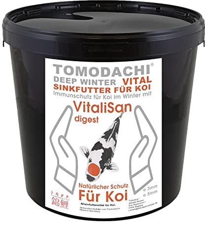 Winterfutter Koi Sinkfutter Gesundheitsfutter für Koi und Teichfische Koifutter antibakteriell mit Monoglyceriden Energiefutter für Koi im Winter arktische Rohstoffe 5mm 3kg Eimer