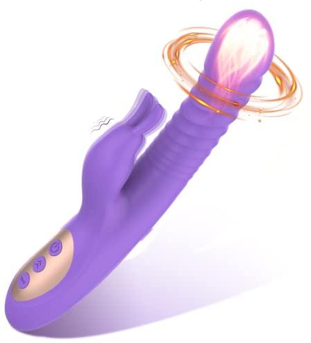 Vibratore Sessuale per Donna, Vibratore Massaggiatore Rabbitcon 10 Vibrazione &7 Modalità di Rotazione Telescopica per Clitoride Stimolatore Ricaricabile USB Impermeabile Sexy Toys