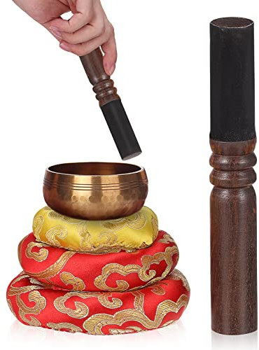 Supvox 3stücke Klangschalenunterlage Aus Baumwollstoff Mit Rutschfestem Design Schützt Vor Kratzern Und Beschädigungen Passt Buddhistischen Klangschalen Inklusive Holzklöppel Für Yoga Und