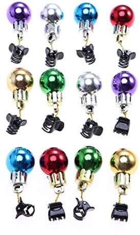 Beavorty Ornamente Weihnachts Bartkugeln Clips 12 Stück in Gold Silber Rot Rosarot Grün Blau Langlebiges Material Gesichts Haarschmuck für Männer Weihnachtsdekoration
