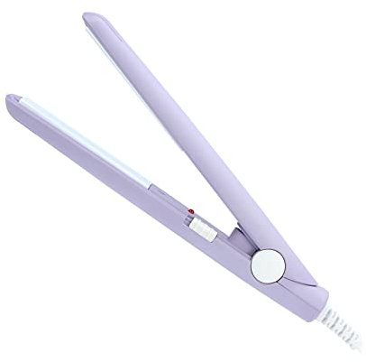 Wakects Mini piastra per capelli in ceramica tormalina, piastra per capelli bellezza, bigodino 2 in 1 (viola)