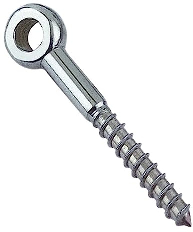 Nirosta, AISI 316 - Perno de ojo con rosca para madera, 6 x 60, 2 unidades, acero inoxidable A4, con rosca para madera, perno de ojal/ojal