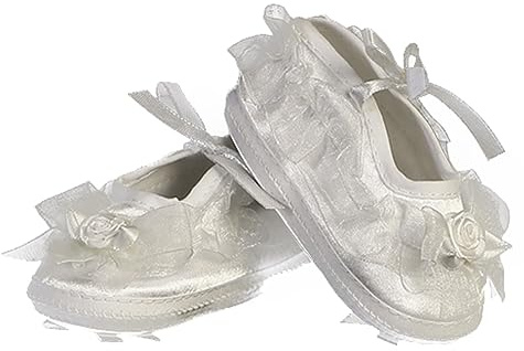 Pink Princess Baptism Shoes for Baby Girls - White Baby Christening Shoes Baby Booties Newborn - Zapatos de Bautizo para Nina