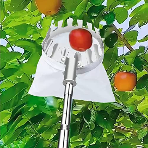 LekLai Obstpflücker, Obstsammler Mit Teleskopstiel, Verstellbare Obstpflückwerkzeuge, Praktische Erntehilfe Für Kaki, Pfirsich, A, 6 M/B/2.1M/6.8Ft