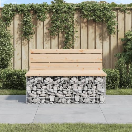 ZEYUAN Garden Bench Gabion Design 103x70x65 cm Solid Wood Pine,Garden Bench Wooden Seater Outdoor Furniture Seating Wood Slats Park Patio Seat
