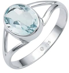 mantraroma Silberring Damen 925 Sterling Silber – ovaler Edelstein Ring 7 x 9 mm, schlichter minimalistischer Damenschmuck modern elegant, Geschenk für Frauen
