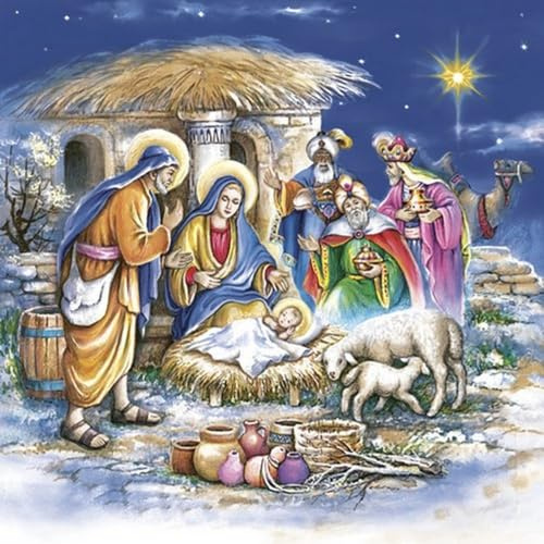 20 Servietten Weihnachten Holy Family als Tischdeko. Papierservietten mit Motiv. Auch für Decoupage und Serviettentechnik 33x33cm
